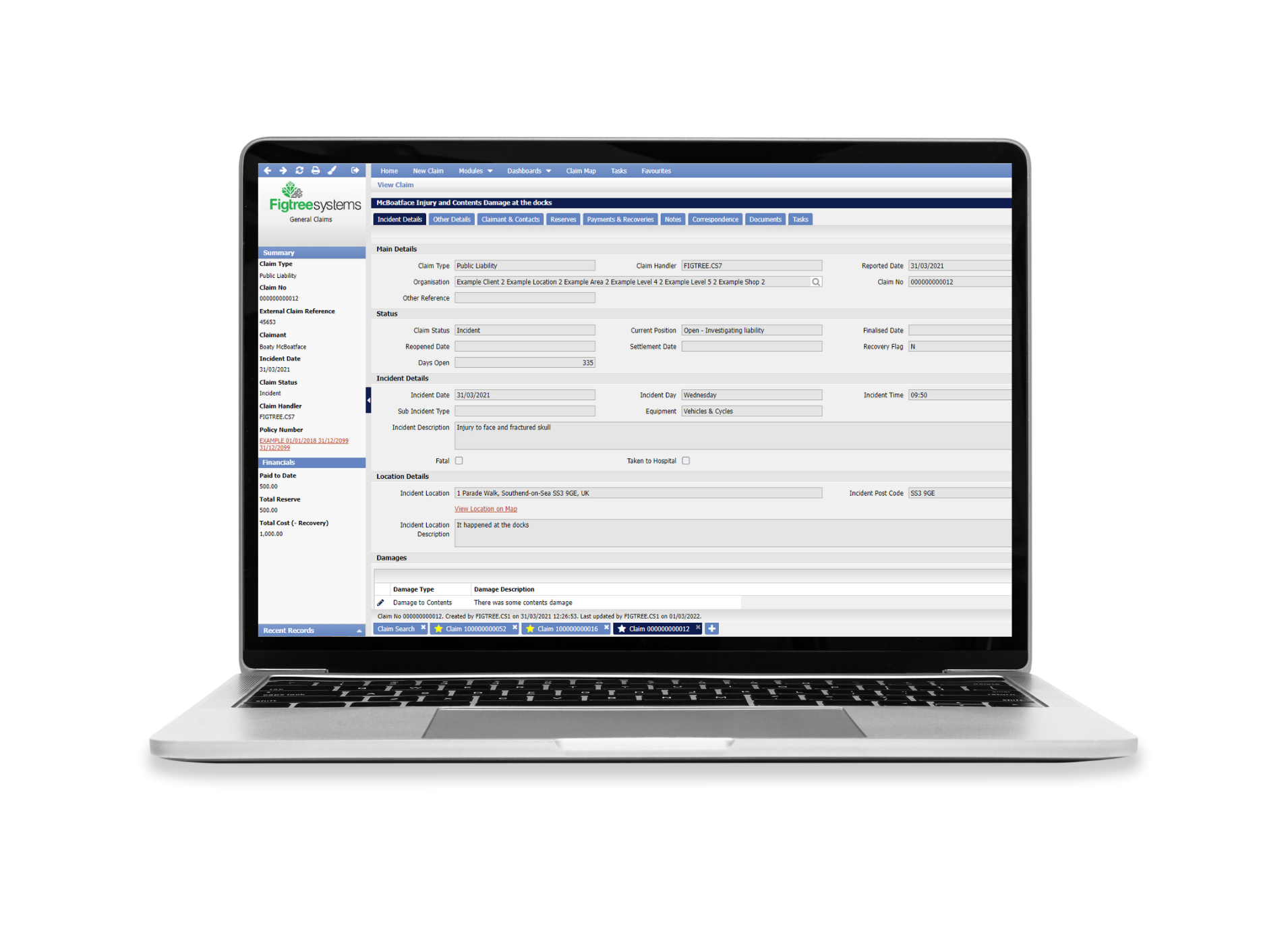 screenshot of Figtree General Insurance Claims
